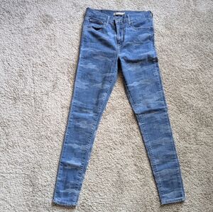 Stylish Blue Camouflage Women Jeans